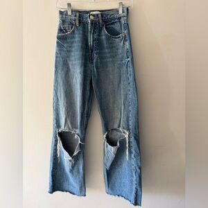 Zara Baggy Wide Leg Distressed Jeans Size 0